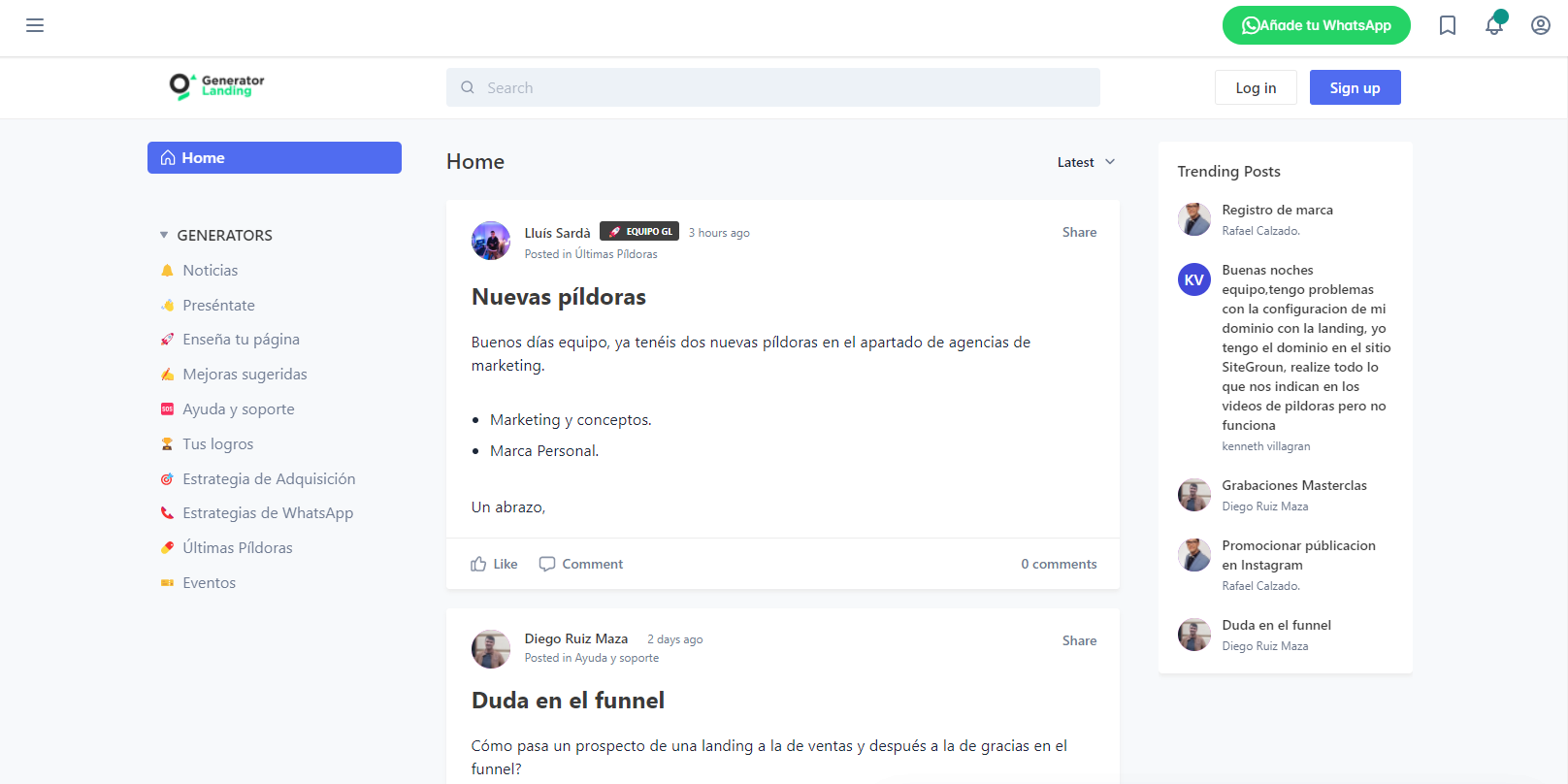 screenshot of Generator Landing